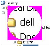 Magnified image, with outer color added