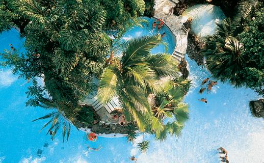 image of the main swimming, wave pool from up in the roof ...