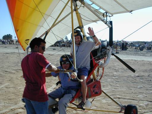 Christophe prt pour un vol d'ULM...